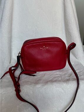 kate spade Red Pebbled Leather Camera Crossbody